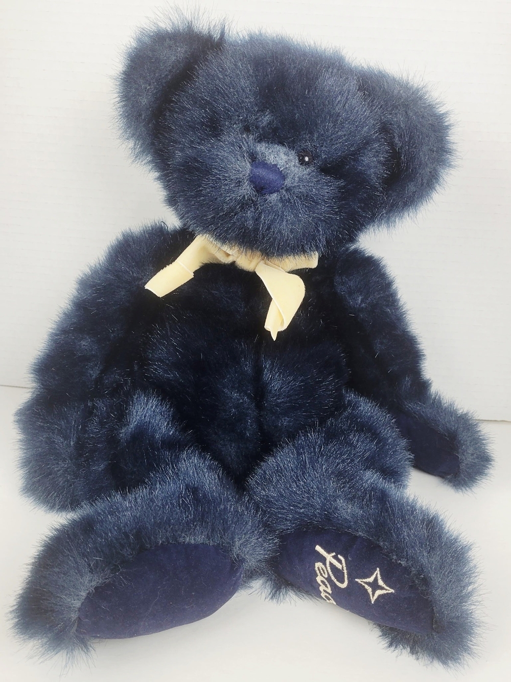 Vtg 1999~Russ Berrie Teddy Bear Plush~Blue~Snowflake Line~Alleluia~Peace 17"